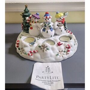 Partylite Snowbell Tealight & Pillar Candle Holder‎ P7650 Snowman Christmas Tree